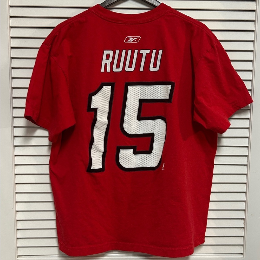 NHL Carolina Hurricanes Ruutu Reebok Red Cotton T-Shirt